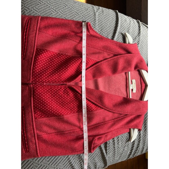 Coldwater Creek Womens Size Small Red Herringbone Vest Shirt Top Clasp Closure - Picture 7 of 9